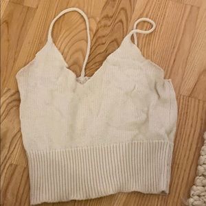 Sexy cropped crotchet off white top